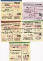 MANCHESTER UNITED Five home tickets including v Leeds United 13/3/1976, Cheslea 17/9/1977,