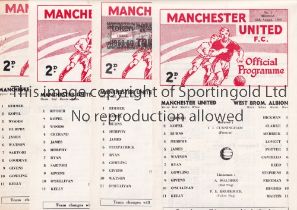 MANCHESTER UNITED Eight home single sheet programmes for the Central League season 1968/69, some