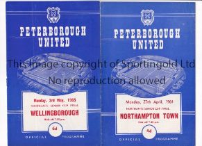 NORTHANTS. SENIOR CUP FINALS 1964 & 1965 AT PETERBOROUGH UNITED Two programmes v Northampton Town
