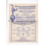 TOTTENHAM HOTSPUR Single sheet programme for the home Middlesex Invitation Cup tie v Fulham Youth