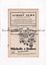 ARSENAL Programme for the away League match v WBA 1/11/1952, rusty staples. Arsenal Championship