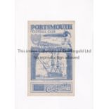 PORTSMOUTH V SOUTHAMPTON 1943 Programme for the FL South match at Portsmouth 27/12/1943,