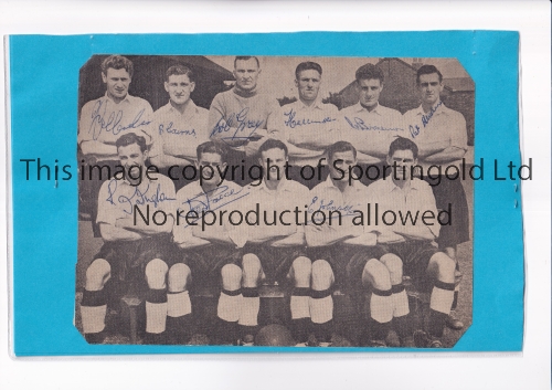 GATESHEAD / AUTOGRAPH 1950's black and white newspaper team group picture, 8" X 6", with 9 players