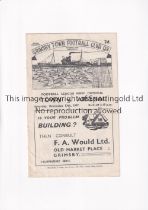 ARSENAL Programme for the away League match v Grimsby Town 13/12/1947, staple removed, team