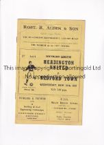 HEADINGTON UNITED V BEDFORD TOWN 1957 Programme for the Southern League match at Headington 27/11/