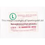 MANCHESTER UNITED Ticket for the away European Cup Winners Cup Semi Final tie v Legia Warsaw 10/4/