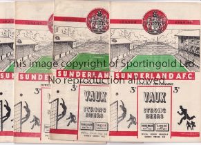 SUNDERLAND Four home programmes for the League matches v Blackpool 18/9/1954, Newcastle United 9/