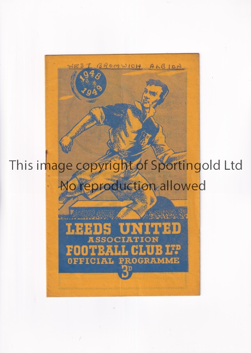 LEEDS UNITED Programme for the home League match v WBA 2/10/1948, slight vertical crease and team - Image 4 of 4