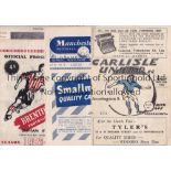 CHRISTMAS DAY PROGRAMMES Nine programmes including 3 X 1950 Carlisle United v Accrington, Manchester