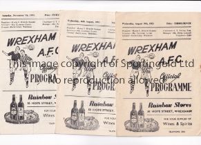 WREXHAM Seven home programmes for the League matches v Crewe Alexandra 19/8/1953, Chesterfield 26/