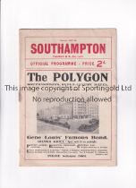 SOUTHAMPTON V NEWCASTLE UNITED 1938 Programme for the League match at Southampton 19/3/1938, rusty