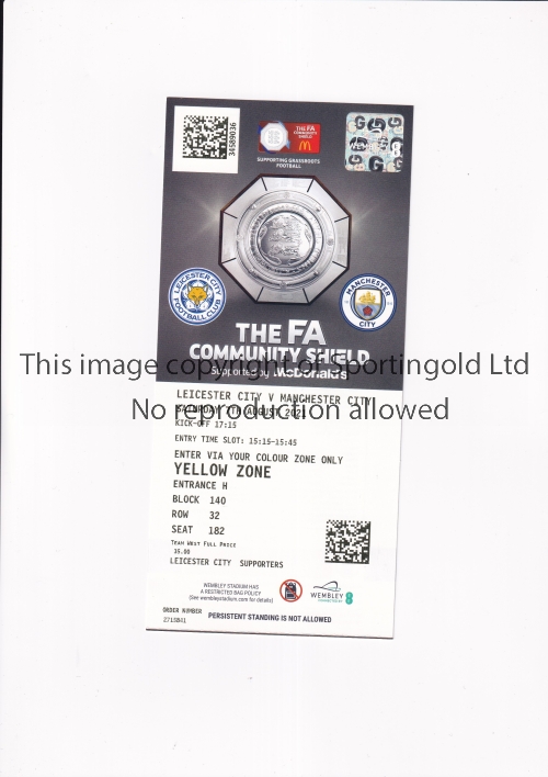 2021 COMMUNITY SHIELD / LEICESTER CITY V MANCHESTER CITY Ticket for the match at Wembley 7/8/2021,