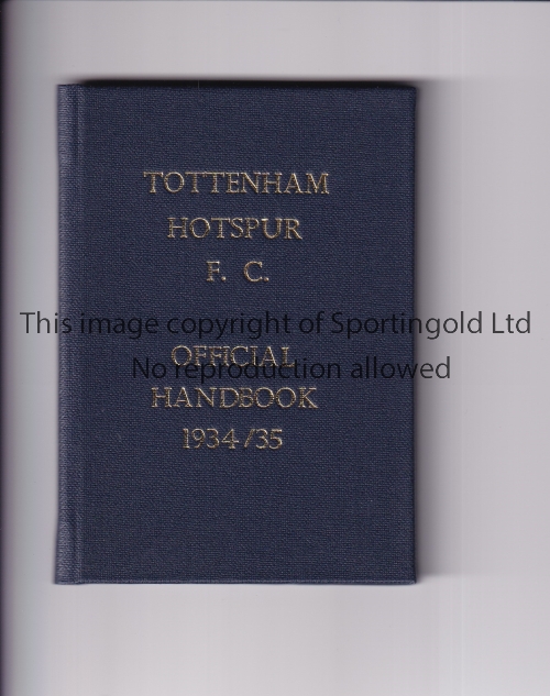 TOTTENHAM HOTSPUR Official handbook, hardback bound with blue covers and gold lettering without