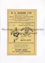 HEADINGTON UNITED V BATH CITY 1953 Programme for the Southern League match at Headington 19/12/1953,