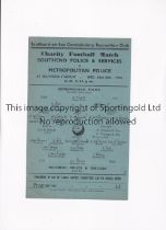 SOUTHEND POLICE & SERVICES V METROPOLITAN POLICE 1942 Single sheet programme for the match at the