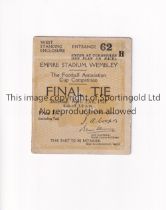 ARSENAL / FA CUP 1927 Ticket for the FA Cup Final tie v Cardiff City at Empire Stadium 23/4/1927.