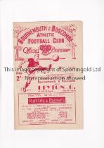 BOURNEMOUTH V LEYTON ORIENT 1948 Programme for the League match at Bournemouth 21/2/48. Includes