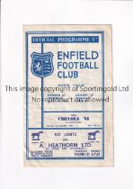 CHELSEA XI Programme for the away Challenge match v Enfield 3/9/1964, vertical crease, team changes.