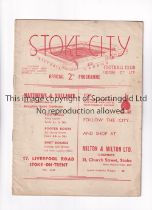 STOKE CITY V EVERTON 1938 Programme for the League match at Stoke 26/11/1938, minor tears to