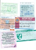 MANCHESTER UNITED Tickets for away matches: 1988/9 Norwich City, slight tear, Aston Villa slight