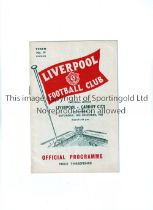 BILL SHANKLY FIRST MATCH AS LIVERPOOL MANAGER Programme for the home league match v Cardiff City