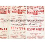 SOUTHAMPTON Four home programmes v Walsall 21/9/55, v Brighton 4/2/56, v Brentford 10/3/56, team