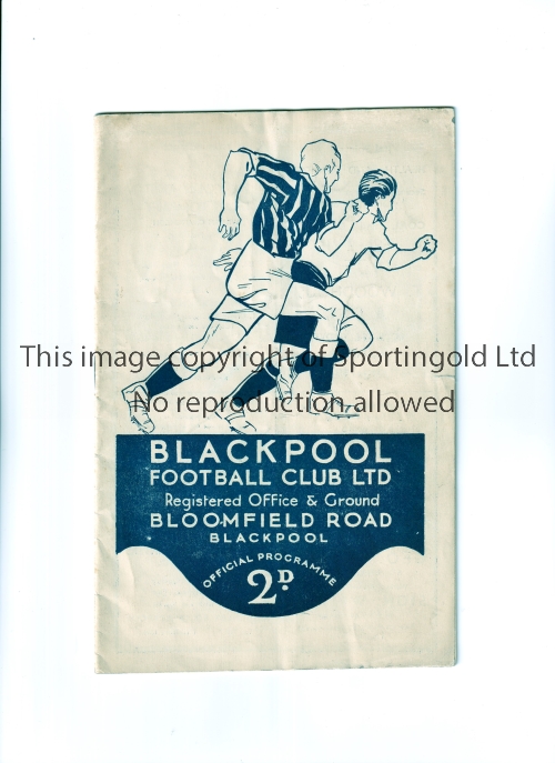 BLACKPOOL V SHEFFIELD UNITED 1935 Programme for the League match at Blackpool 12/10/1935, scores