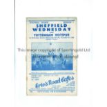 TOTTENHAM HOTSPUR / 1950-1 CHAMPIONSHIP SEASON Programme for the away League match v Sheffield