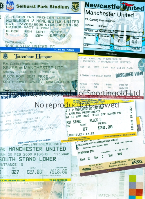 MANCHESTER UNITED Tickets for away matches 1999/2000 at Bradford City, Chelsea, Coventry City, Leeds