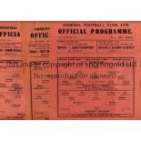 ARSENAL Three single sheet home programmes for FL South matches v Aston Villa, Swansea Town, both