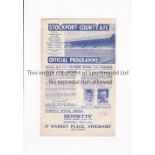 STOCKPORT COUNTY V TRANMERE ROVERS 1946 Programme for the League match at Stockport 13/4/1946,