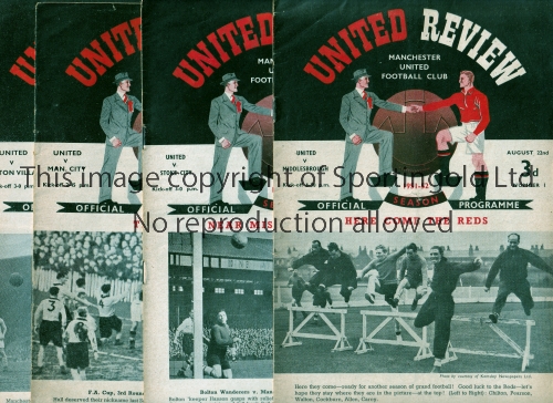 MANCHESTER UNITED Fifteen home programmes for the matches for the season 1951/52 v Middlesbrough