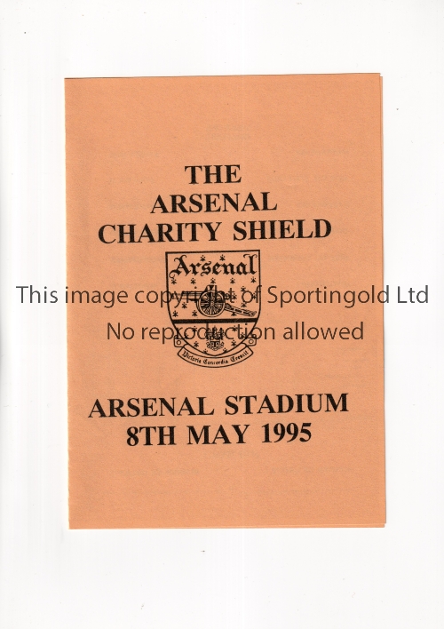 NEUTRAL AT ARSENAL The Arsenal Charity Shield programme 8/5/1995 at Highbury. Good