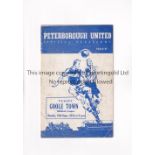 PETERBOROUGH UNITED V GOOLE TOWN 1954 Programme for the Midland League match at Peterborough 13/9/