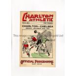 CHELSEA Programme for the away League match v Charlton Athletic 27/12/1937. Generally good