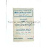 ENGLAND V SWITZERLAND 1946 AT CHELSEA Programme for the International match at Stamford Bridge 11/