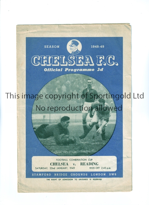 CHELSEA Programme for the home Football Combination Cup tie v Reading 22/1/1949, horizontal