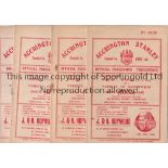 ACCRINGTON STANLEY Four home programmes for the League matches v Oldham 10/9/1955, Chester 21/1/