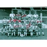 MANCHESTER UNITED AUTOGRAPHS 1978 Signed b/w 12 x 8 photo of players posing for a squad photo in