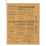EAST GRINSTEAD V BANK OF ENGLAND 1929 Programme for the match at East Grinstead 14/9/1929,