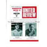 MANCHESTER UNITED Programme for the friendly against England Amateur XI on 25/9/72, token removed.