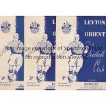 LEYTON ORIENT Three home programmes for the League matches v Exeter City 9/9/1950, Plymouth 16/12/