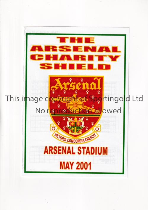 NEUTRAL AT ARSENAL The Arsenal Charity Shield programme 9-20/5/2001 at Highbury. Good