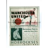 MANCHESTER UNITED Programme for the home League match v Burnley 23/9/1933, vertical fold.