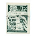 NOTTS. COUNTY V MILLWALL 1949 Programme for the League match at Notts County 19/3/1949, slightly