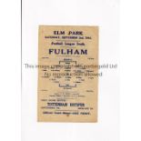 READING V FULHAM 1944 Single sheet programme for the FL South match at Reading 2/9/1944,