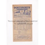 PORTSMOUTH V SHEFFIELD UNITED 1947 Programme for the League match at Portsmouth 12/4/1947,