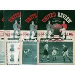 MANCHESTER UNITED Five home programmes for the season 1954/55 v Sheffield Wednesday 1/9, re-stapled,