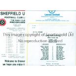 MANCHESTER UNITED Seven away single sheet programmes for the Central League matches, for the