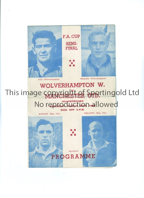 1949 FA CUP SEMI-FINAL AT SHEFFIELD WEDNESDAY F.C. / MANCHESTER UNITED V WOLVES Pirate programme